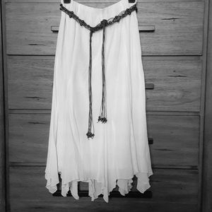 DressBarn Elastic Waist White Flaired Maxi Skirt